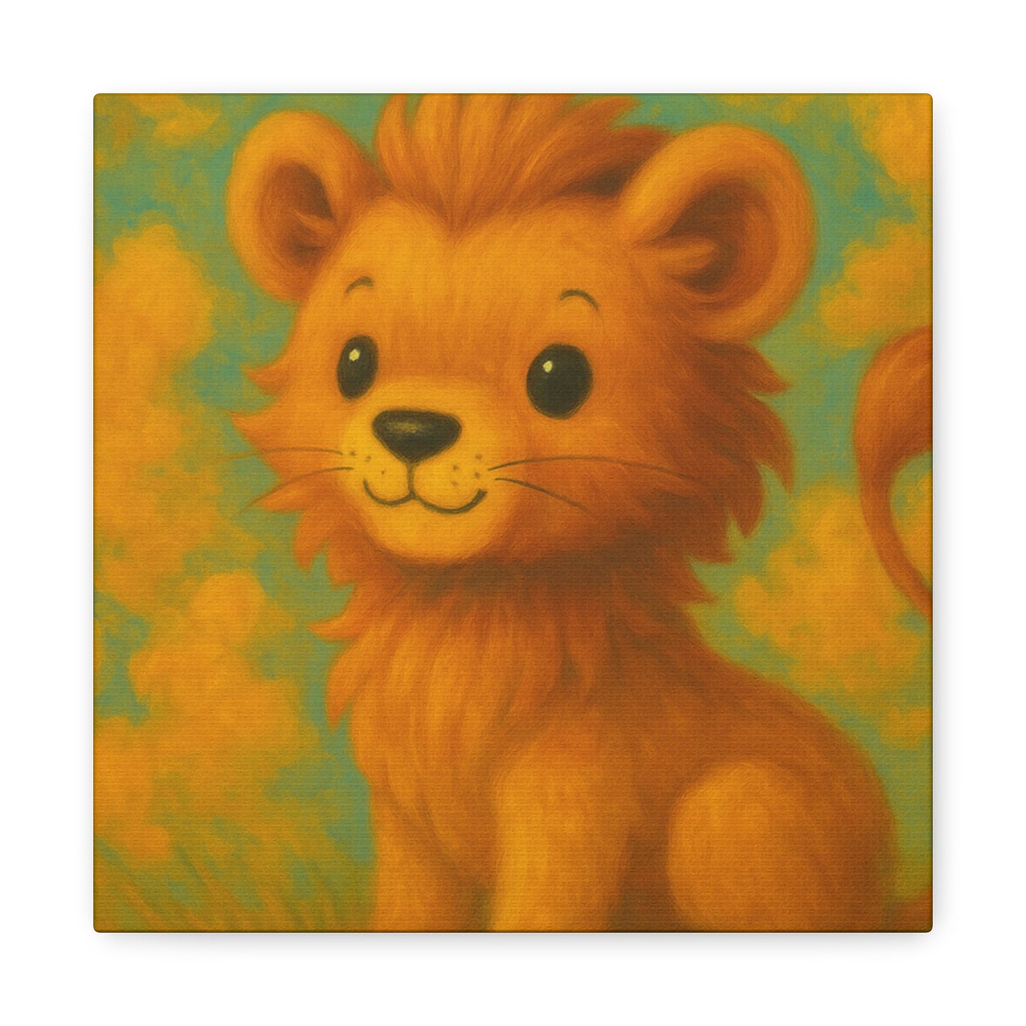 Whimsical Lion Canvas Wall Art, Nursery Decor, Kids Room Decoration, Cute Animal Print, Baby Shower Gift, Playroom Art