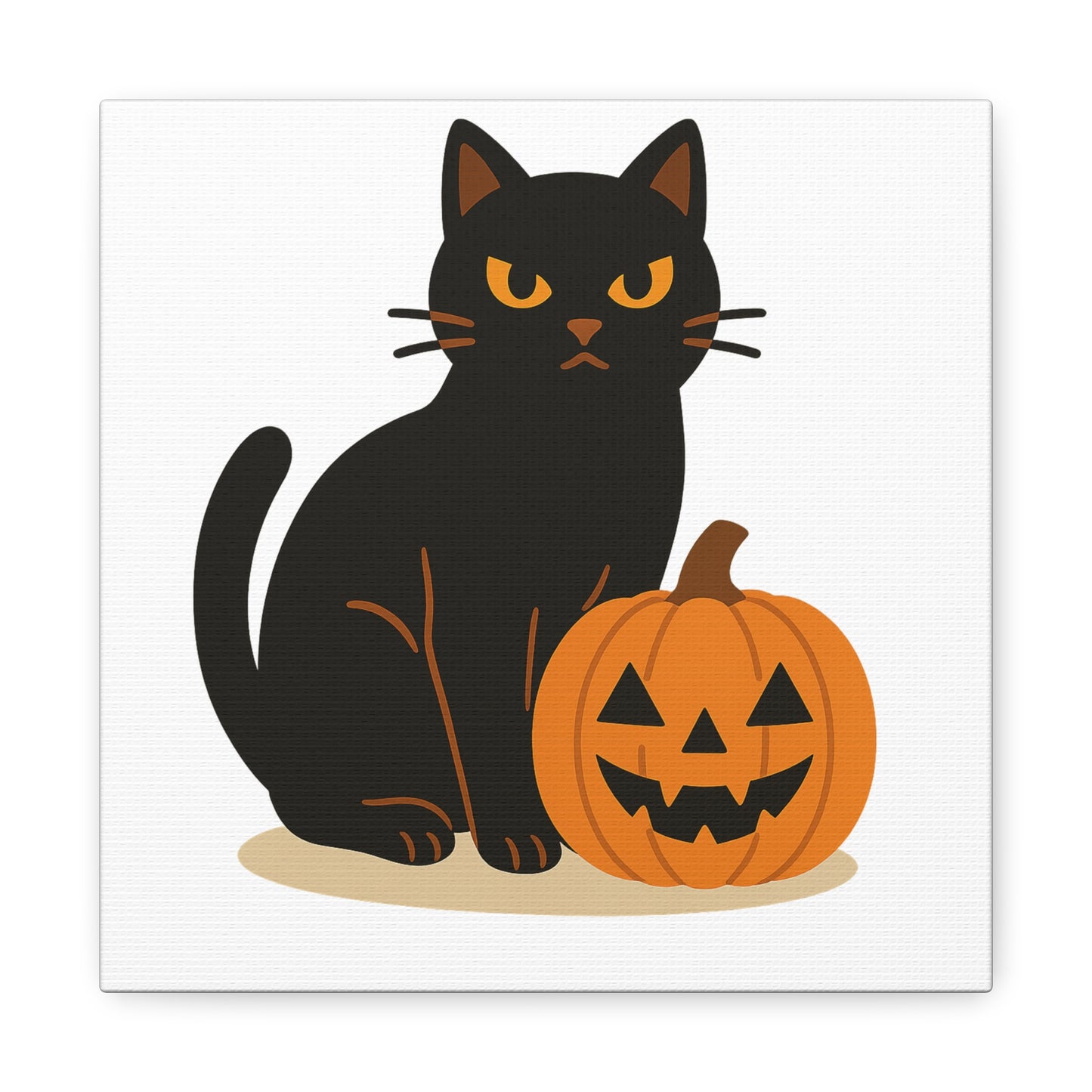 Black Cat Halloween Canvas Art, Cute Cat Wall Decor, Autumn Decor, Spooky Home Decor, Cat Lover Gift, Pumpkin Wall Art