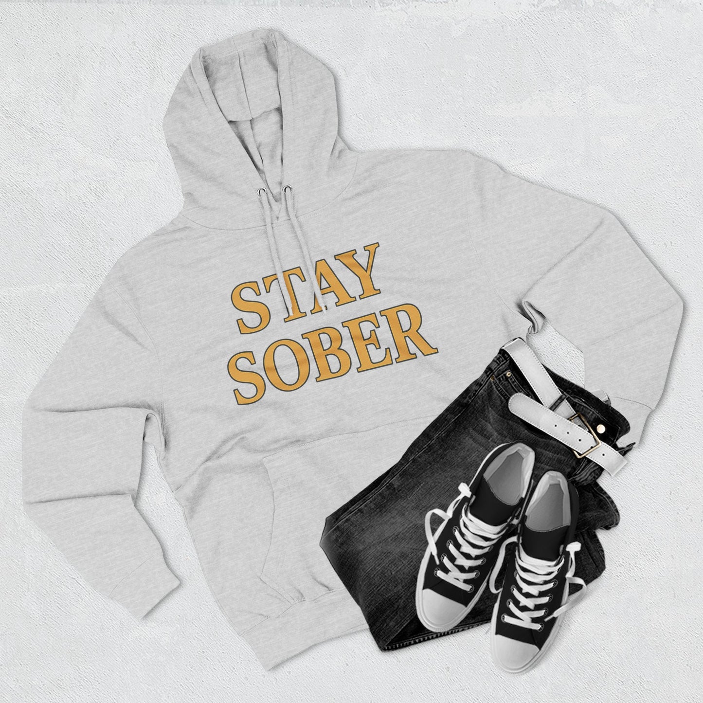 Stay Sober x Faith Hoodie – Gold & Black Christian Recovery Design