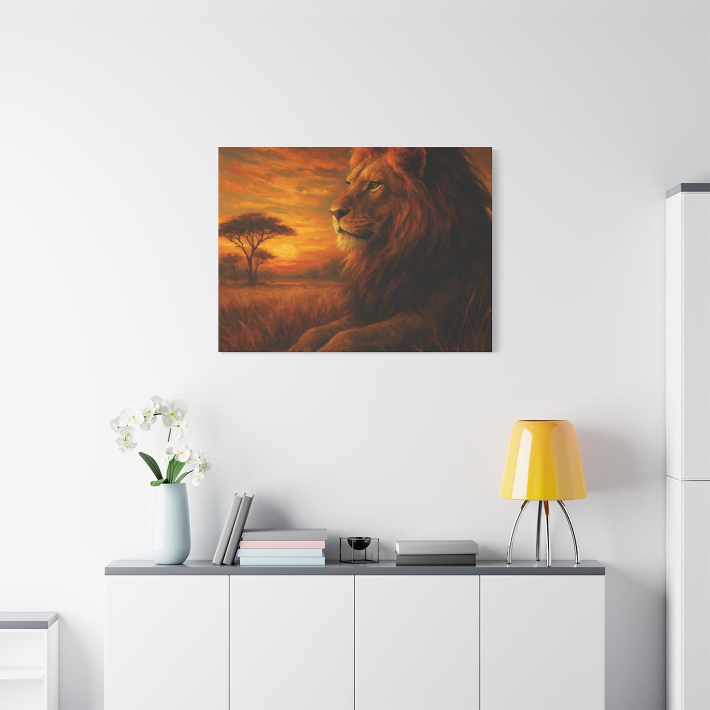 King of the Savanna - Lion Sunset Canvas