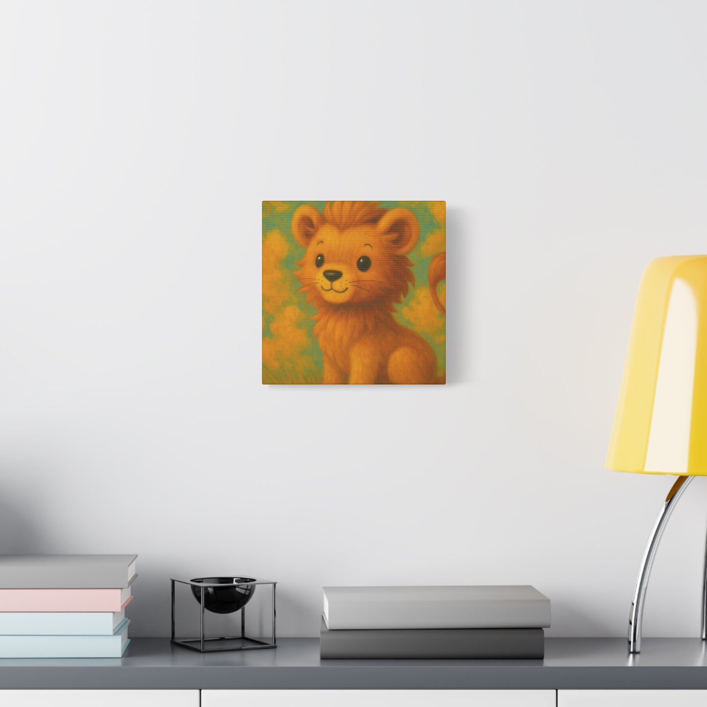 Whimsical Lion Canvas Wall Art, Nursery Decor, Kids Room Decoration, Cute Animal Print, Baby Shower Gift, Playroom Art