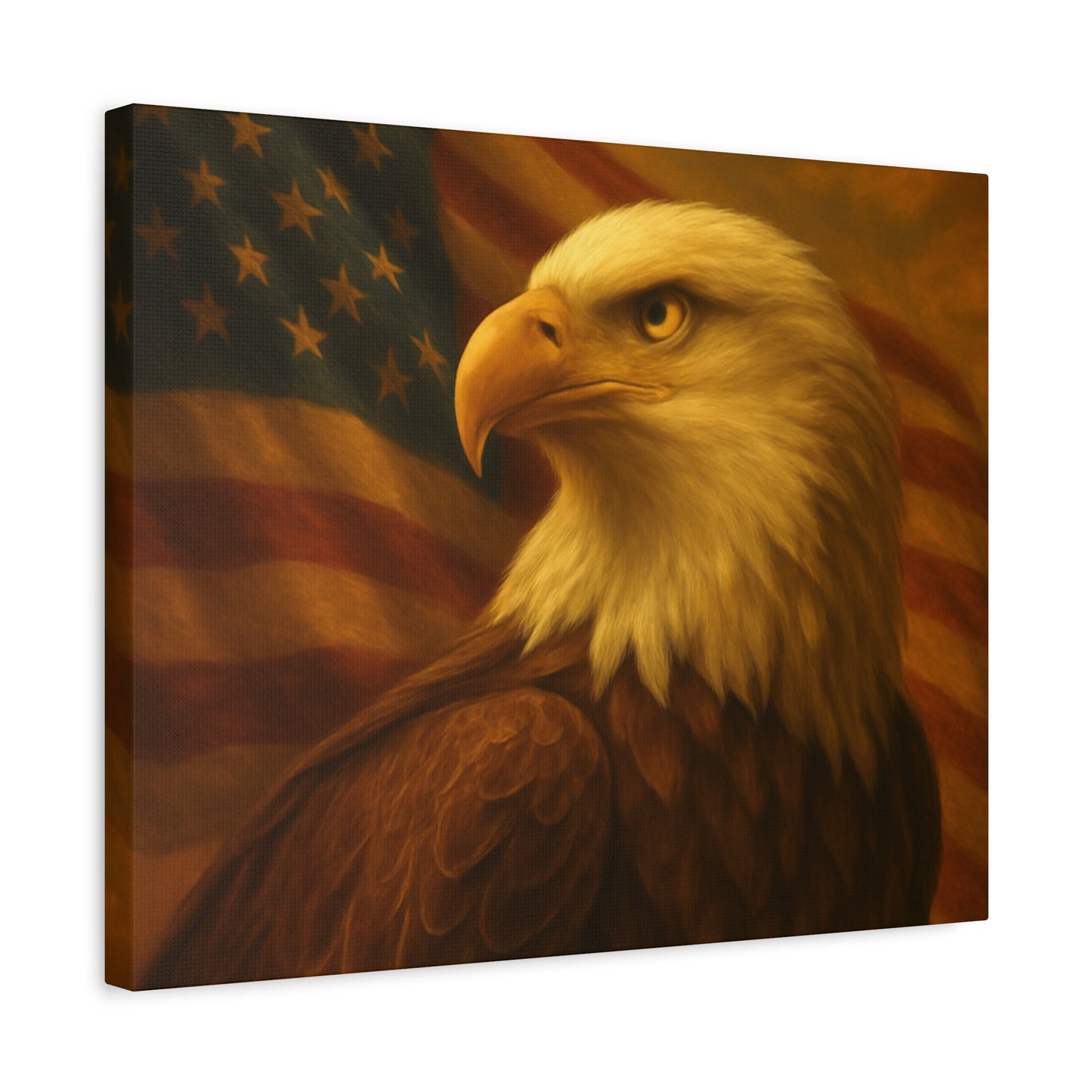 Patriotic Eagle Canvas Wall Art - American Flag Decor, Home Office, Gift for Veterans, National Holidays, Wall Decor