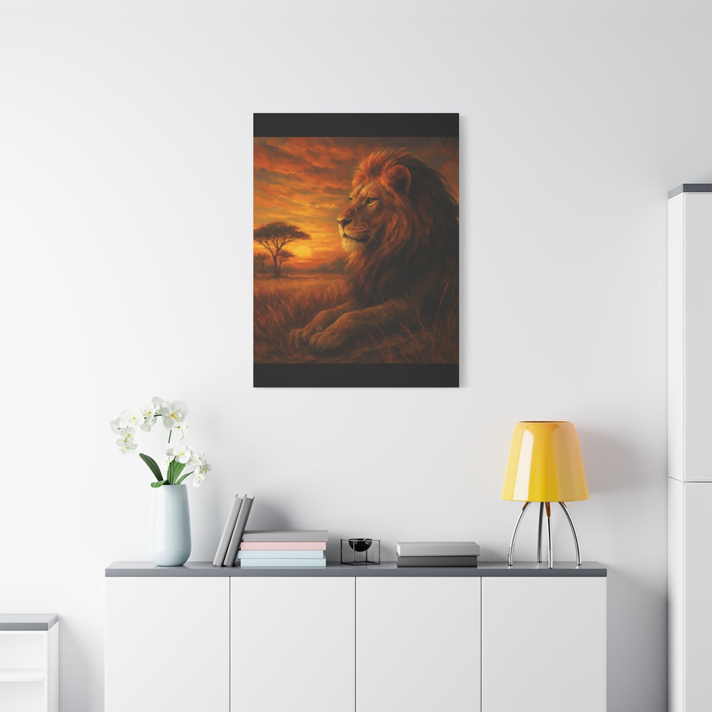 King of the Savanna - Lion Sunset Canvas