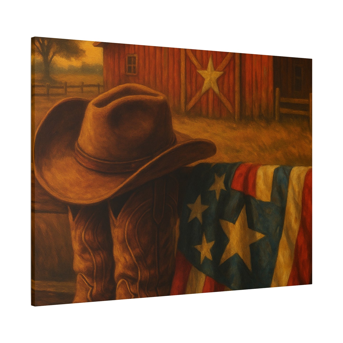 Rustic Canvas Art Print, Western Decor, Cowboy Hat and Boots, Americana Wall Art, Perfect Gift for Country Lovers