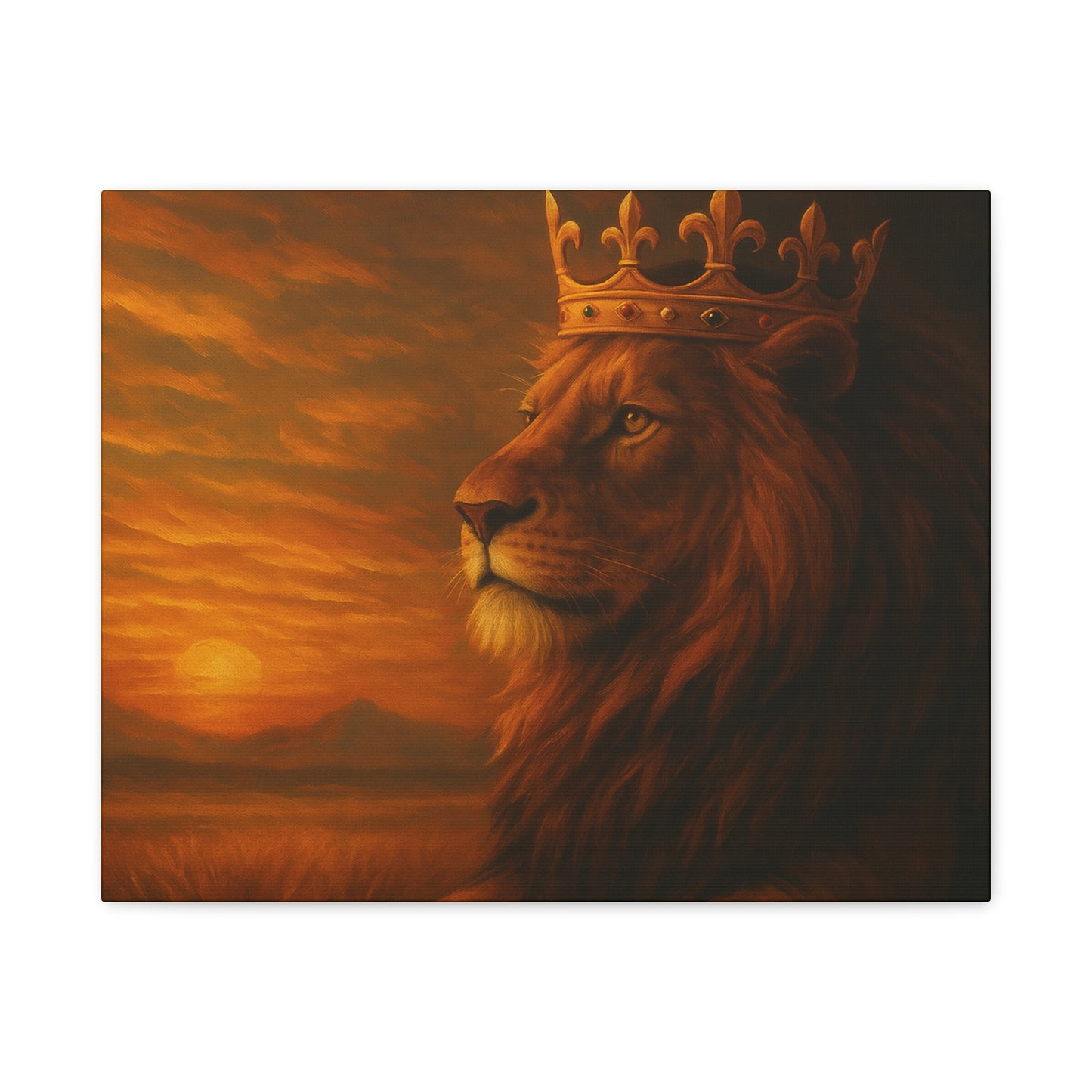 Majestic Lion Canvas Print, Animal Wall Art, Home Decor, Crowned Lion Artwork, Gift for Animal Lovers, Safari Themed Room