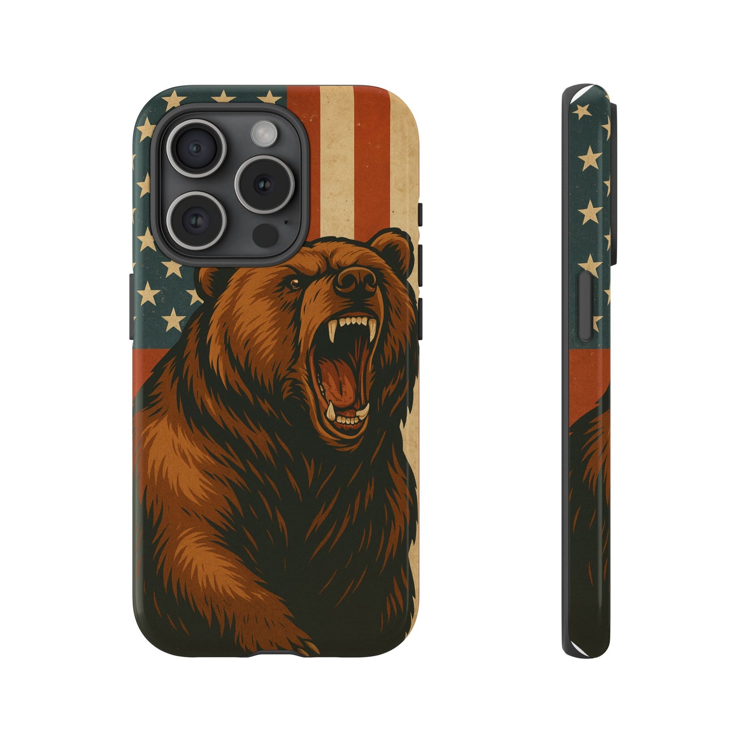 Tough Cases - Patriotic Bear Phone Case, Custom Phone Cover, Strong Protective Case, USA Flag Design, Gift for Outdoors Lovers
