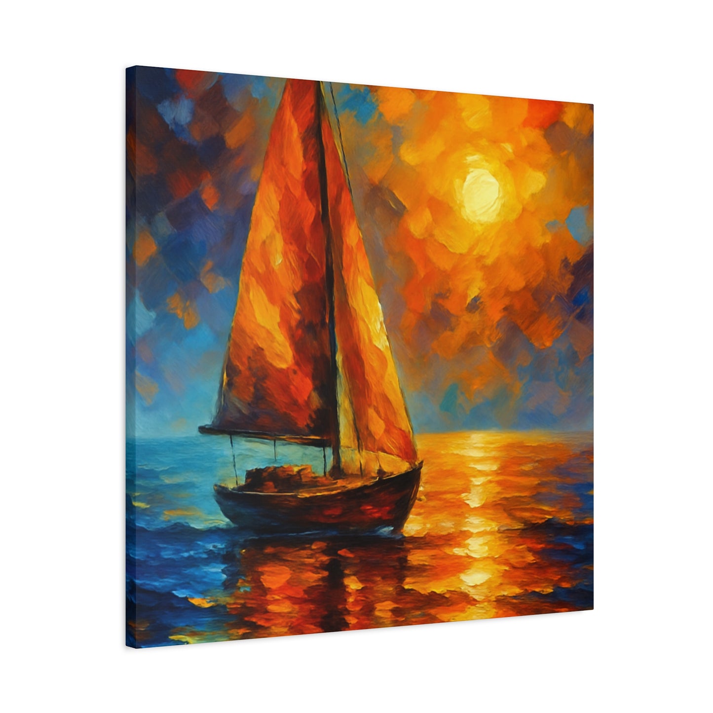 Canvas Art Print, Nautical Wall Decor, Sailboat Painting, Ocean Sunset, Home Decoration, Coastal Art