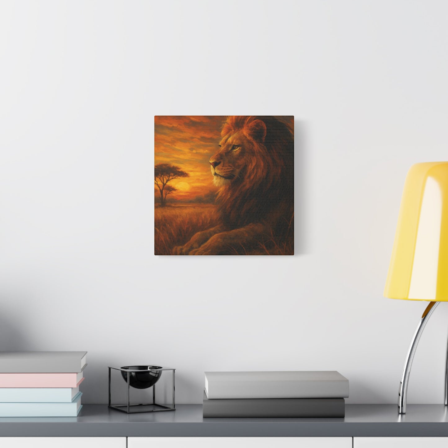 King of the Savanna - Lion Sunset Canvas