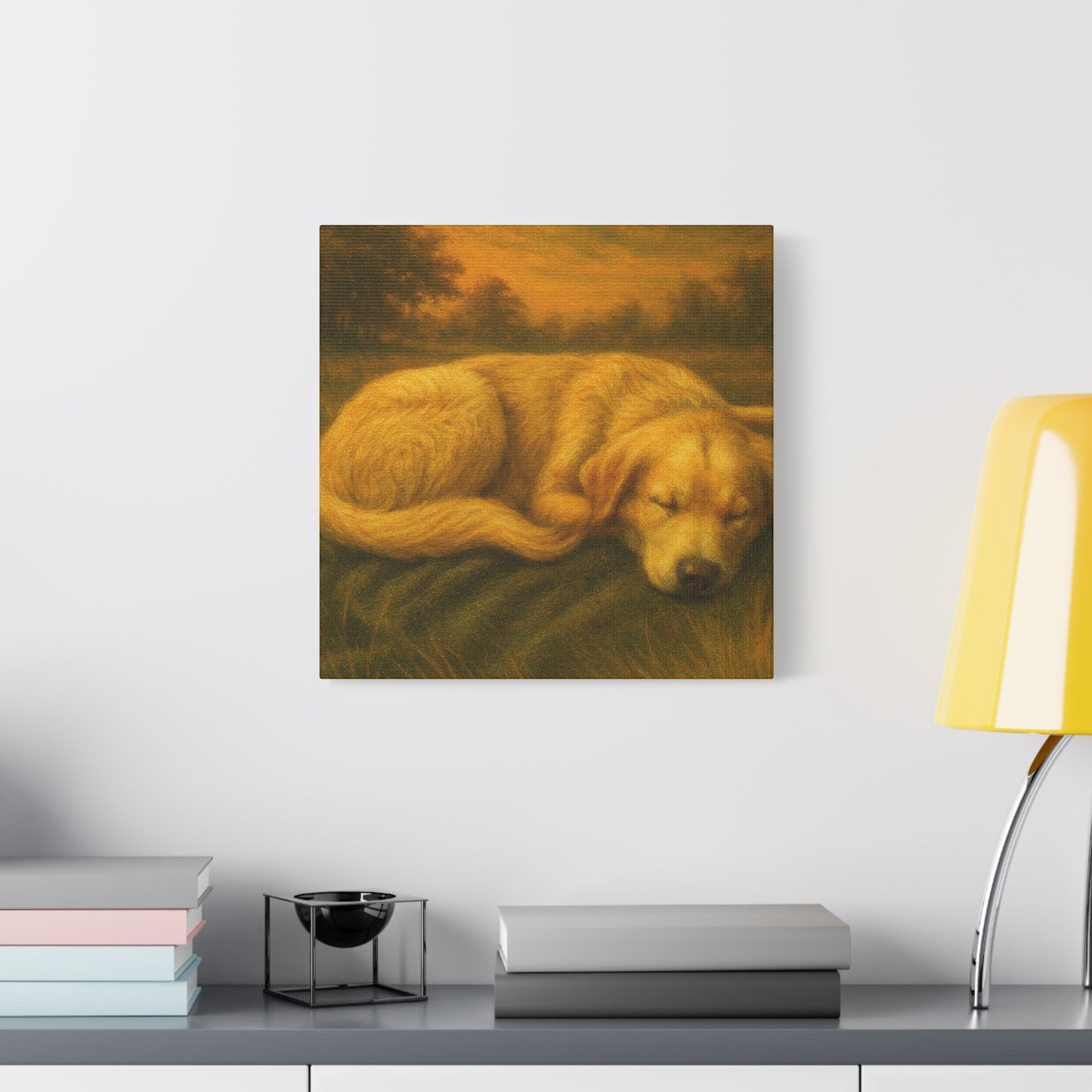 Golden Retriever Art Canvas Print, Dog Lovers Decor, Warm Home Wall Art, Gift for Pet Owners, Relaxing Pet Artwork
