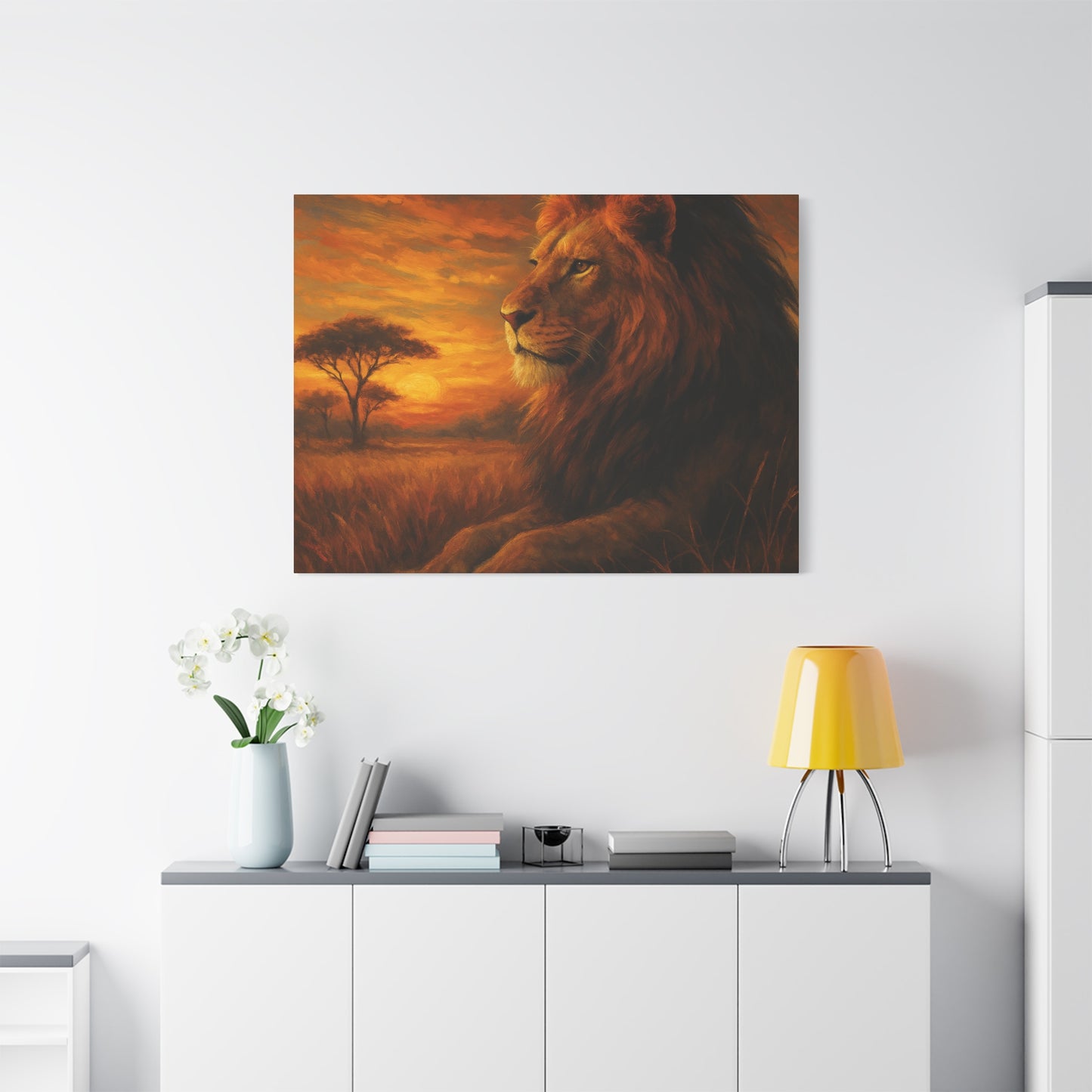 King of the Savanna - Lion Sunset Canvas