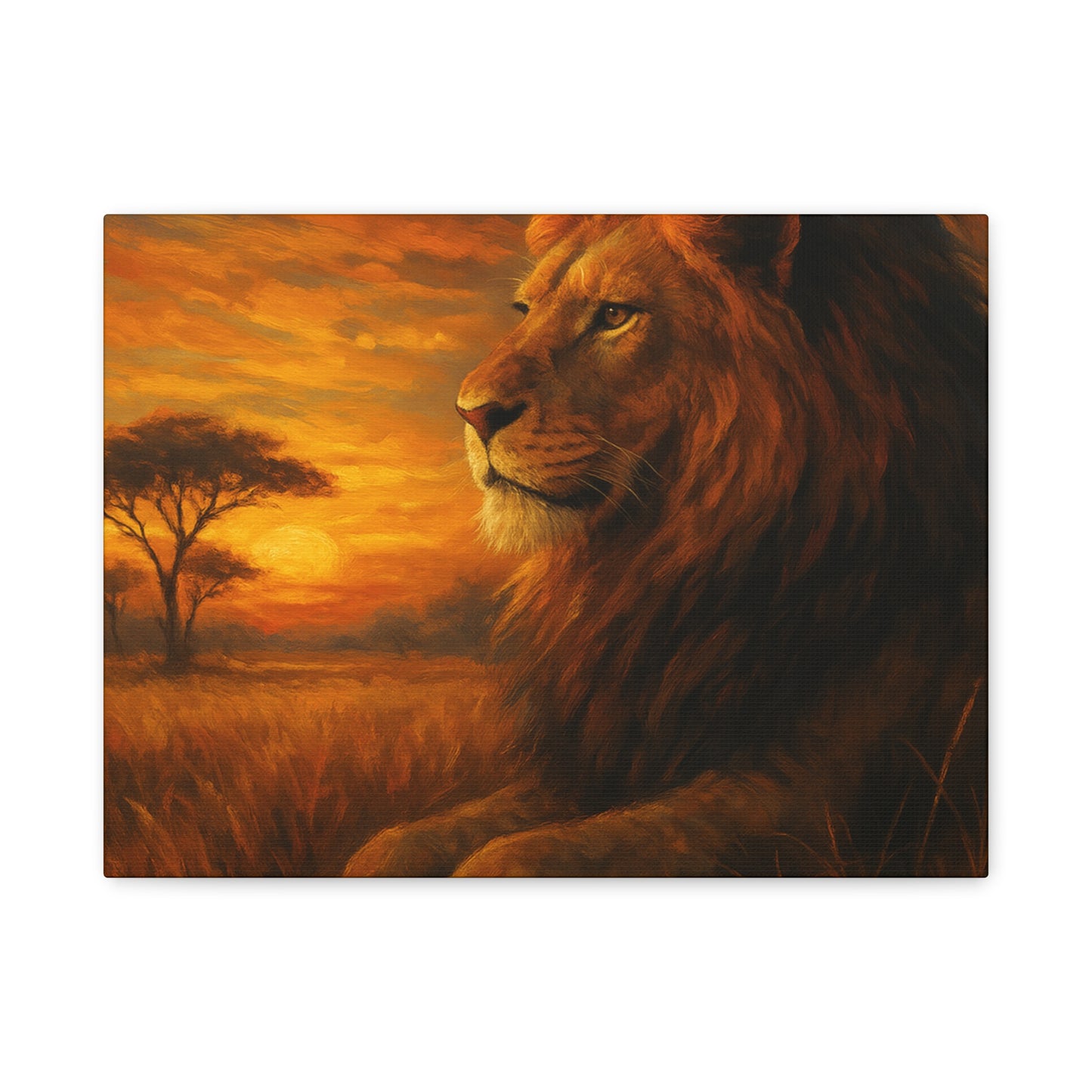 King of the Savanna - Lion Sunset Canvas
