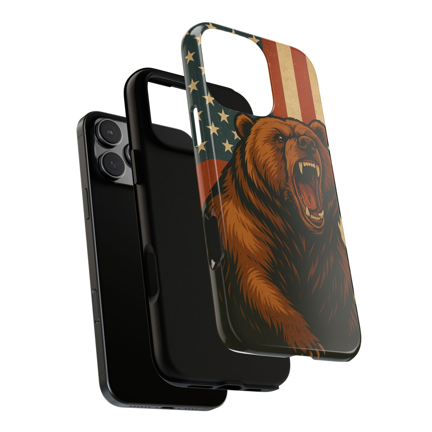 Tough Cases - Patriotic Bear Phone Case, Custom Phone Cover, Strong Protective Case, USA Flag Design, Gift for Outdoors Lovers