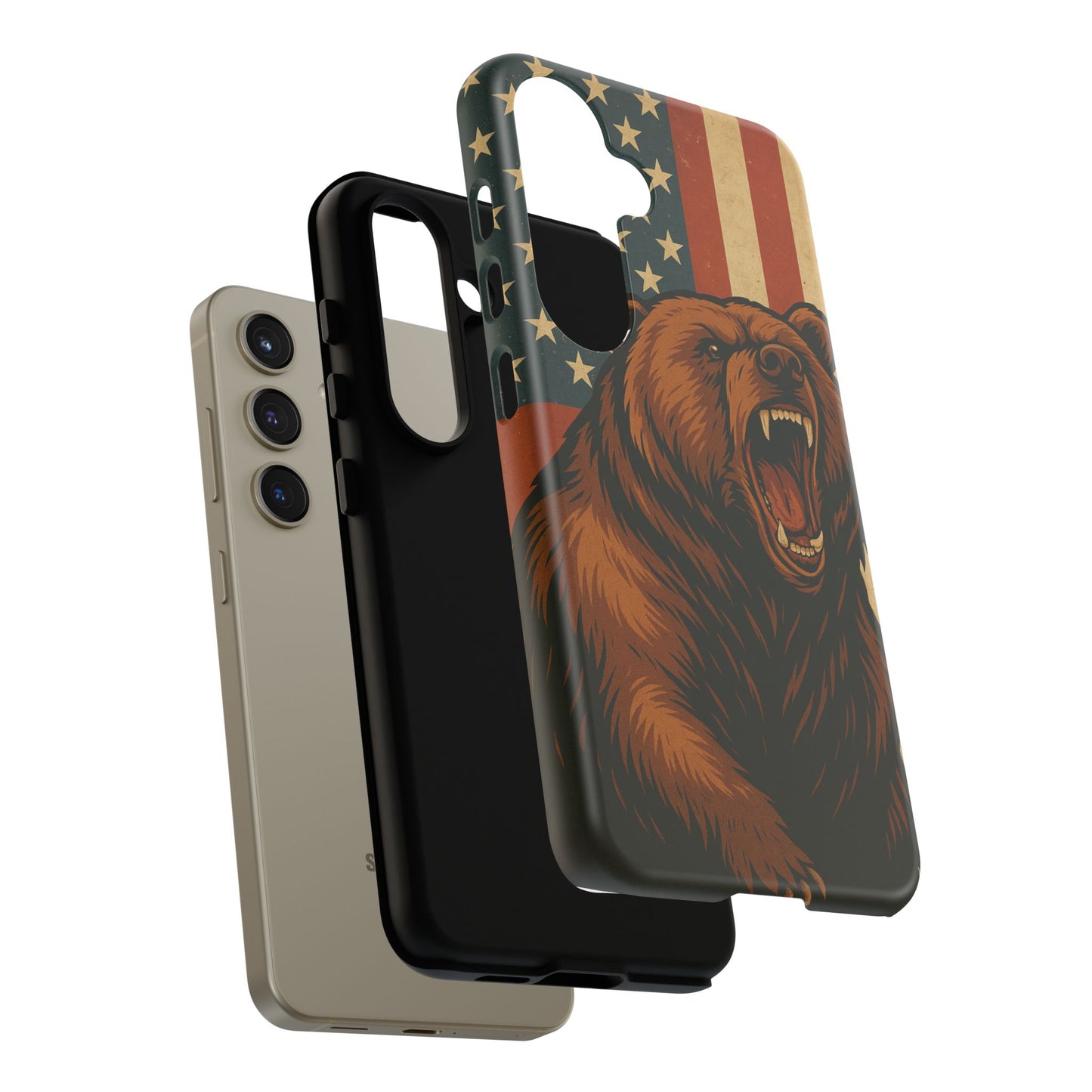 Tough Cases - Patriotic Bear Phone Case, Custom Phone Cover, Strong Protective Case, USA Flag Design, Gift for Outdoors Lovers