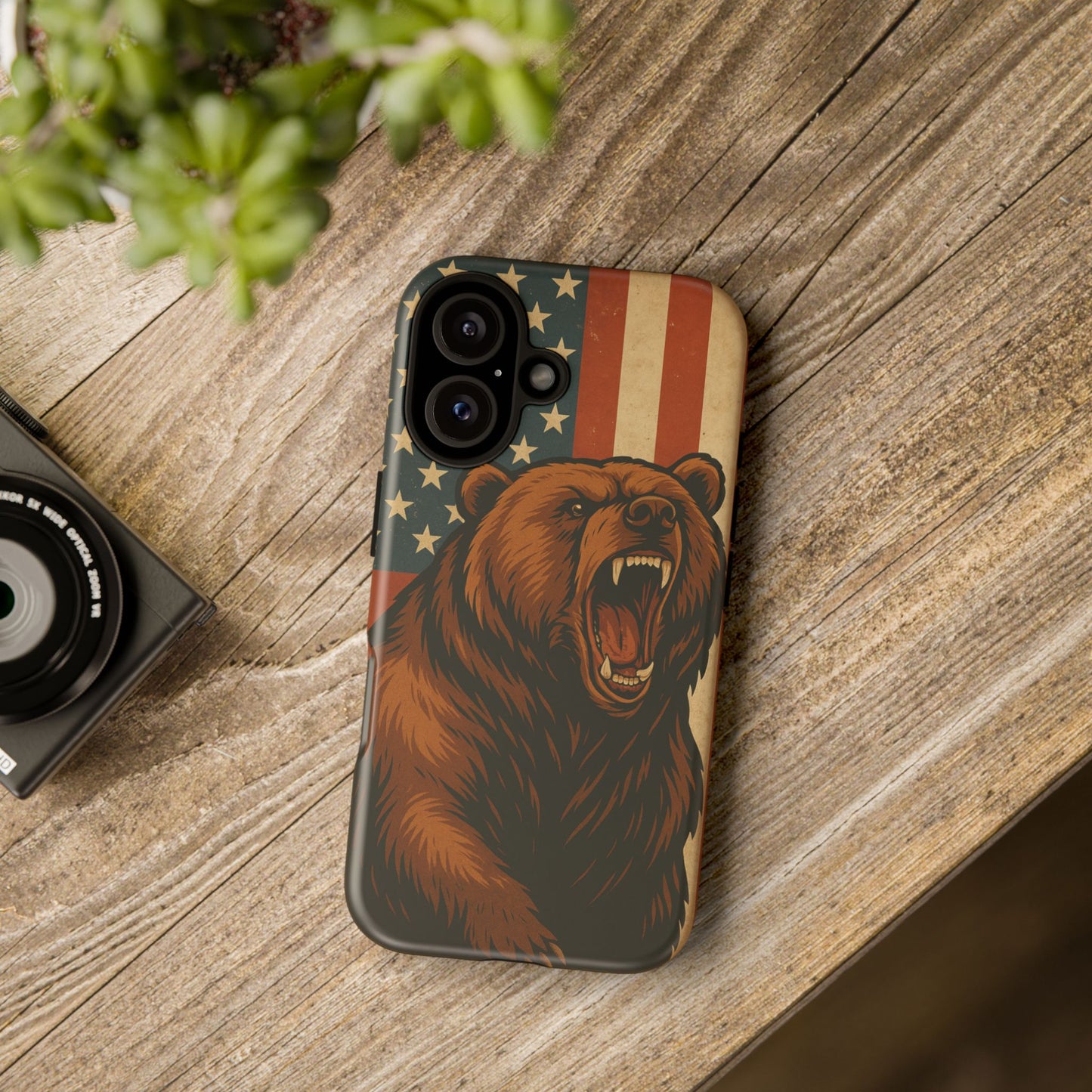 Tough Cases - Patriotic Bear Phone Case, Custom Phone Cover, Strong Protective Case, USA Flag Design, Gift for Outdoors Lovers