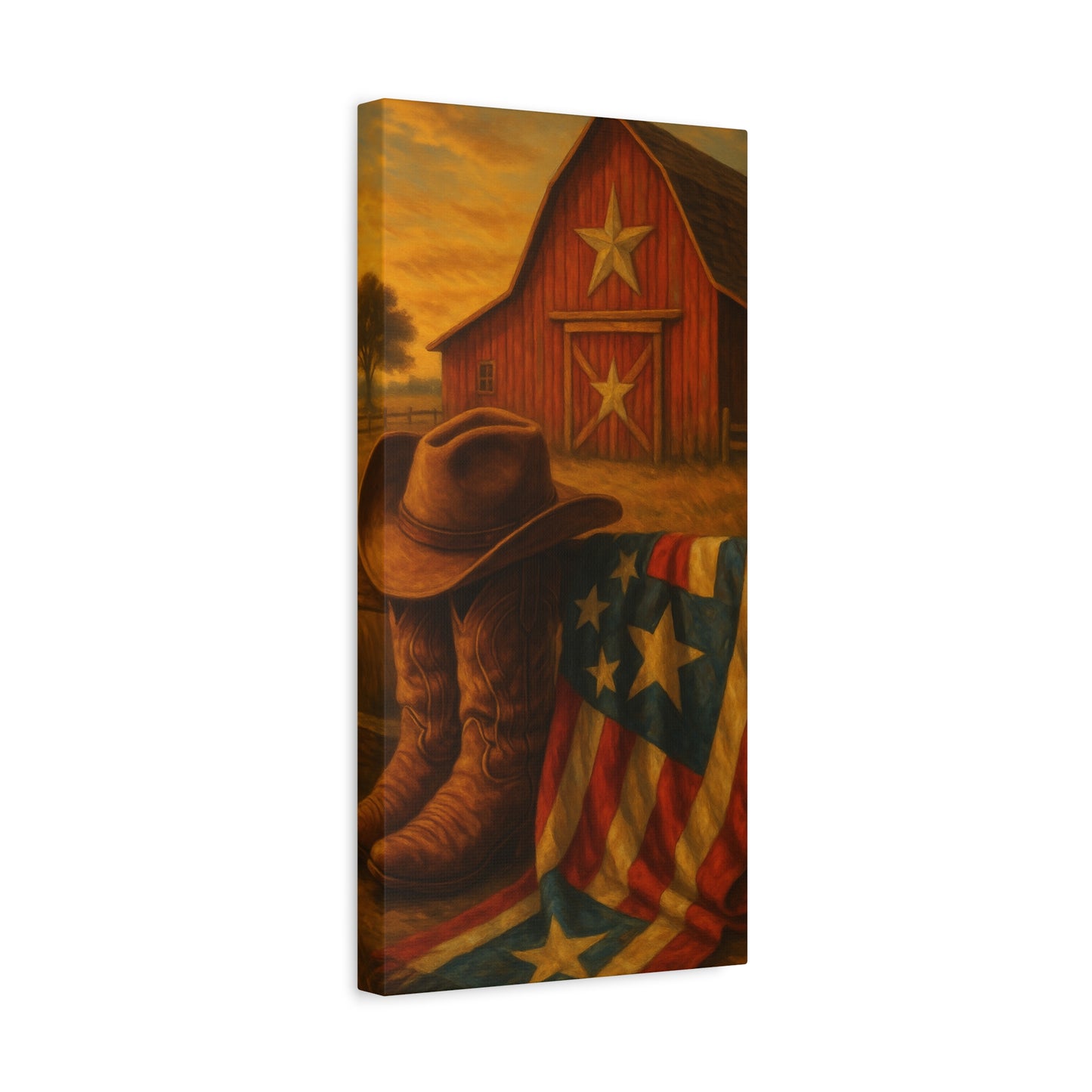 Rustic Canvas Art Print, Western Decor, Cowboy Hat and Boots, Americana Wall Art, Perfect Gift for Country Lovers