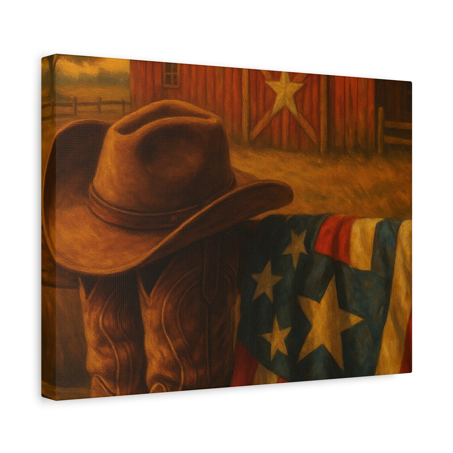 Rustic Canvas Art Print, Western Decor, Cowboy Hat and Boots, Americana Wall Art, Perfect Gift for Country Lovers