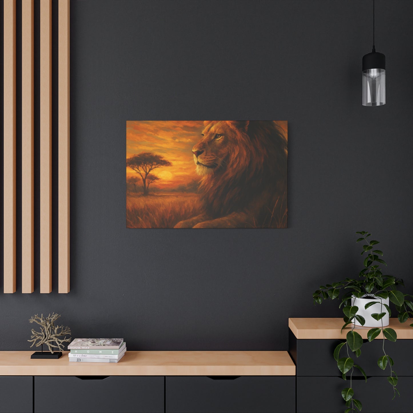 King of the Savanna - Lion Sunset Canvas