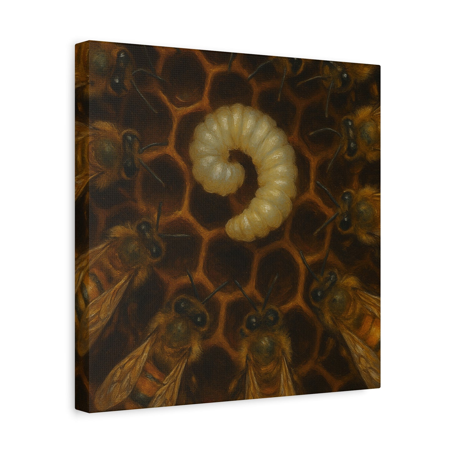 Bee Themed Wall Art Canvas, Honeycomb Decor, Nature Lover Gift, Nursery Decoration, Botanical Wall Art, Insect Art Print