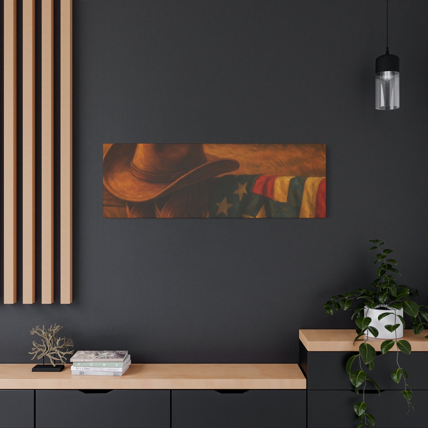 Rustic Canvas Art Print, Western Decor, Cowboy Hat and Boots, Americana Wall Art, Perfect Gift for Country Lovers