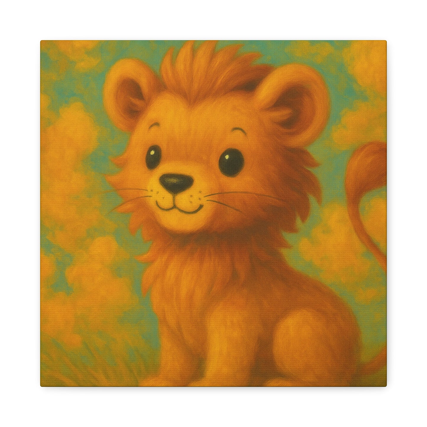 Whimsical Lion Canvas Wall Art, Nursery Decor, Kids Room Decoration, Cute Animal Print, Baby Shower Gift, Playroom Art