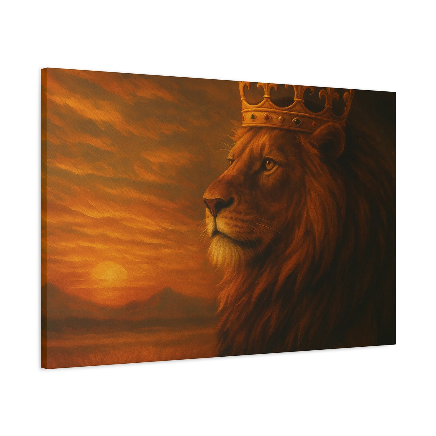 Majestic Lion Canvas Print, Animal Wall Art, Home Decor, Crowned Lion Artwork, Gift for Animal Lovers, Safari Themed Room