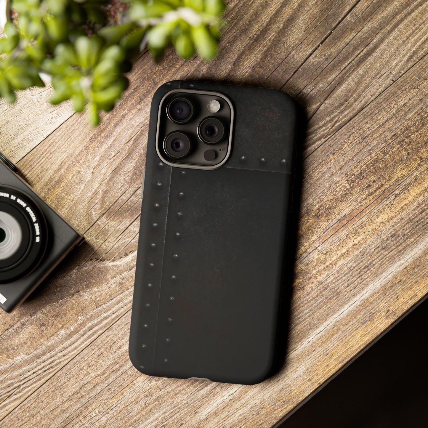 Steel & Smoke – Riveted Shadows Phone Case