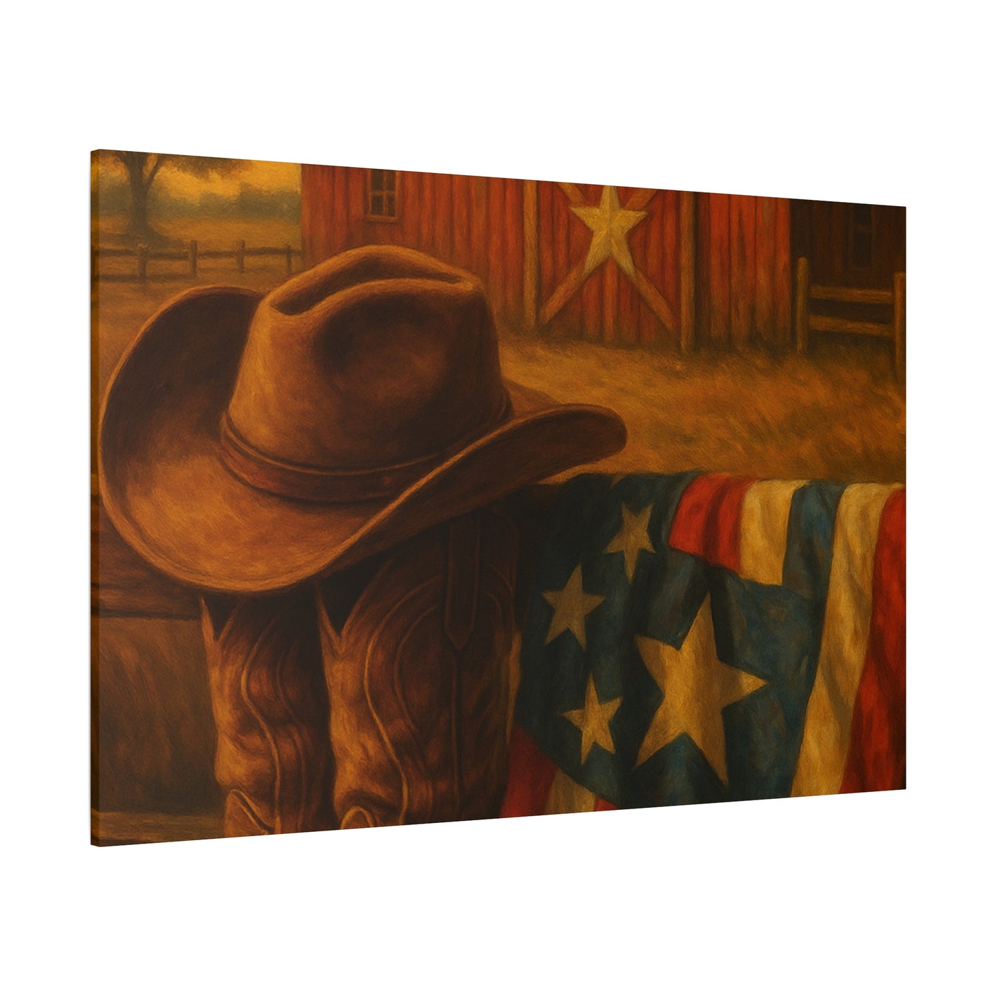 Rustic Canvas Art Print, Western Decor, Cowboy Hat and Boots, Americana Wall Art, Perfect Gift for Country Lovers