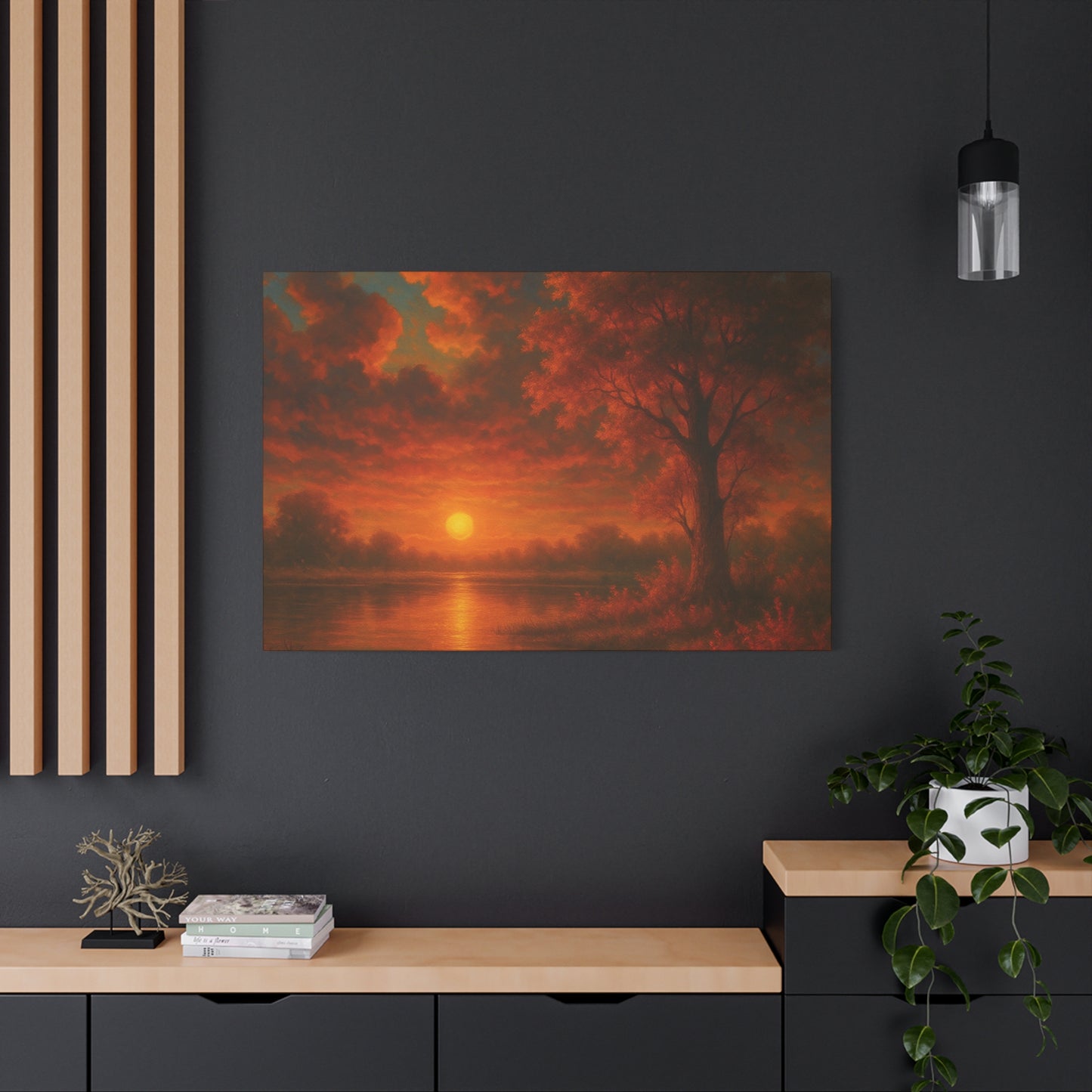 Serene Sunset Canvas Wall Art, Nature Decor, Home Aesthetic, Gift for Art Lovers, Inspiring Wall Hanging, Living Room Decoration