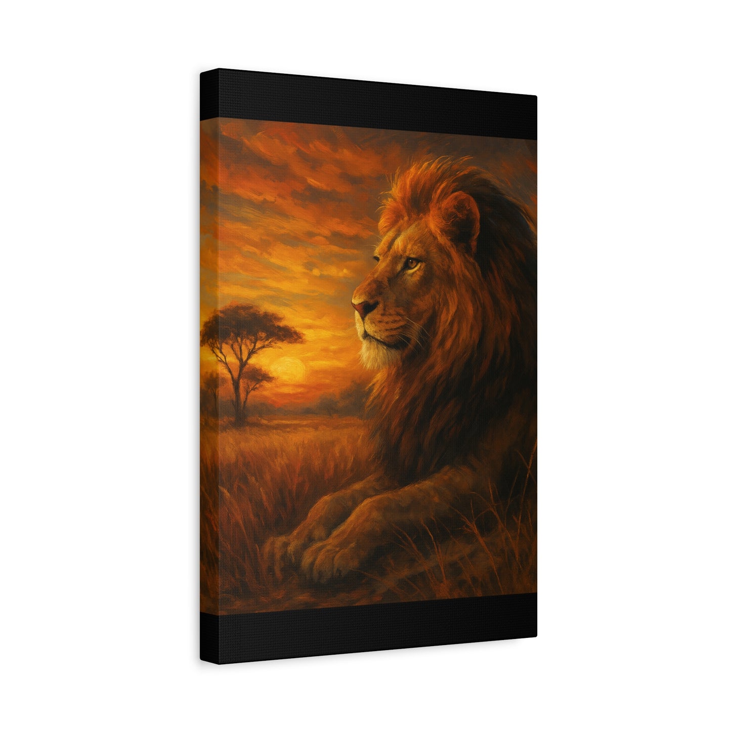 King of the Savanna - Lion Sunset Canvas