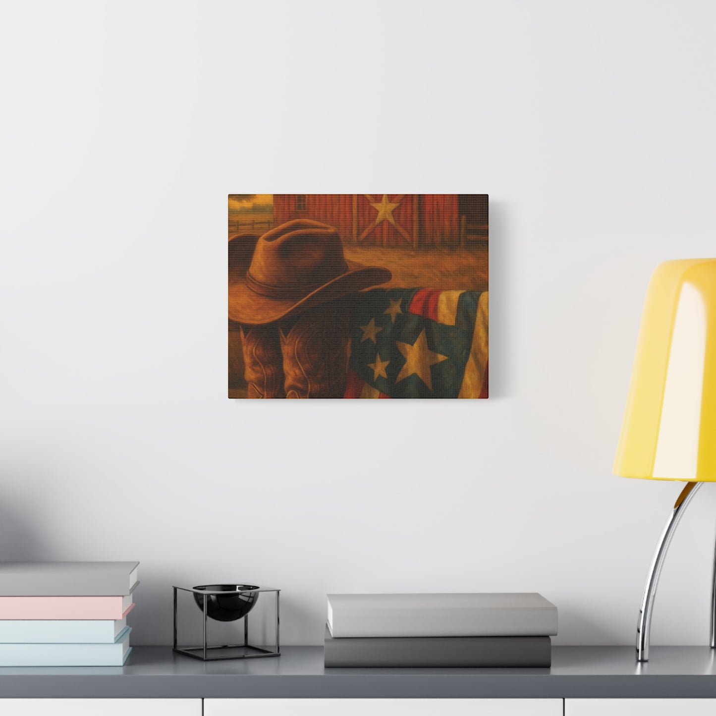 Rustic Canvas Art Print, Western Decor, Cowboy Hat and Boots, Americana Wall Art, Perfect Gift for Country Lovers