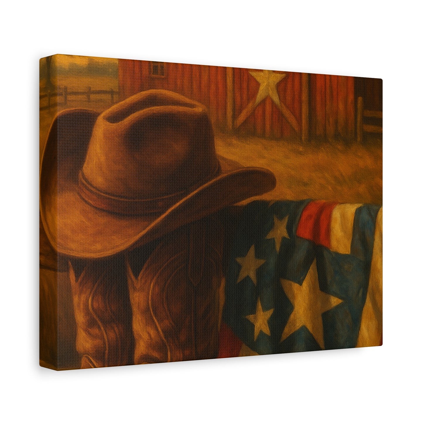 Rustic Canvas Art Print, Western Decor, Cowboy Hat and Boots, Americana Wall Art, Perfect Gift for Country Lovers