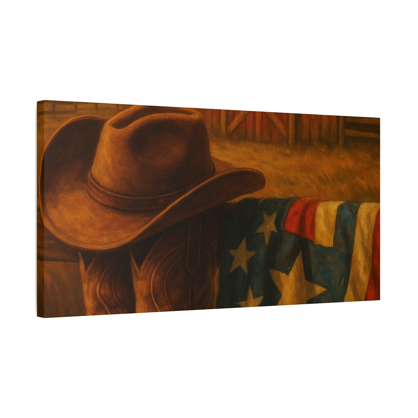 Rustic Canvas Art Print, Western Decor, Cowboy Hat and Boots, Americana Wall Art, Perfect Gift for Country Lovers