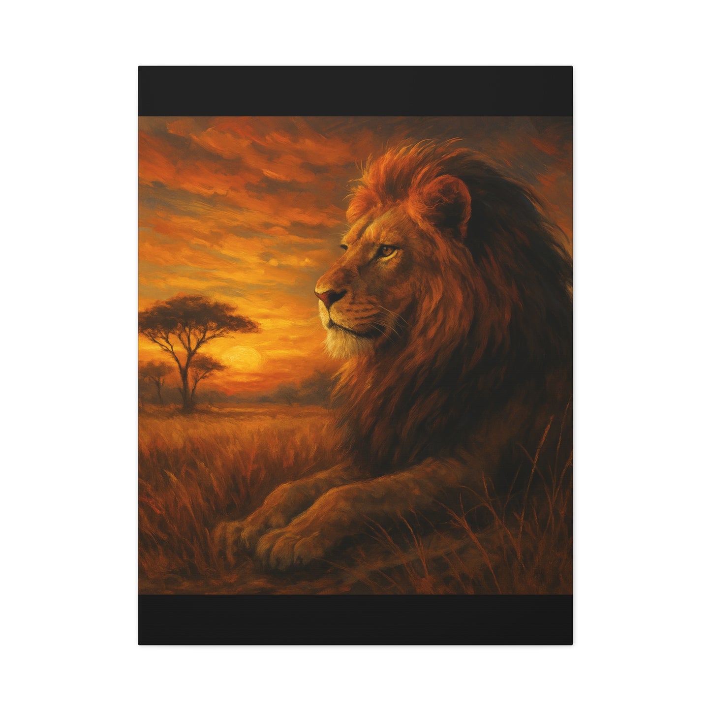 King of the Savanna - Lion Sunset Canvas