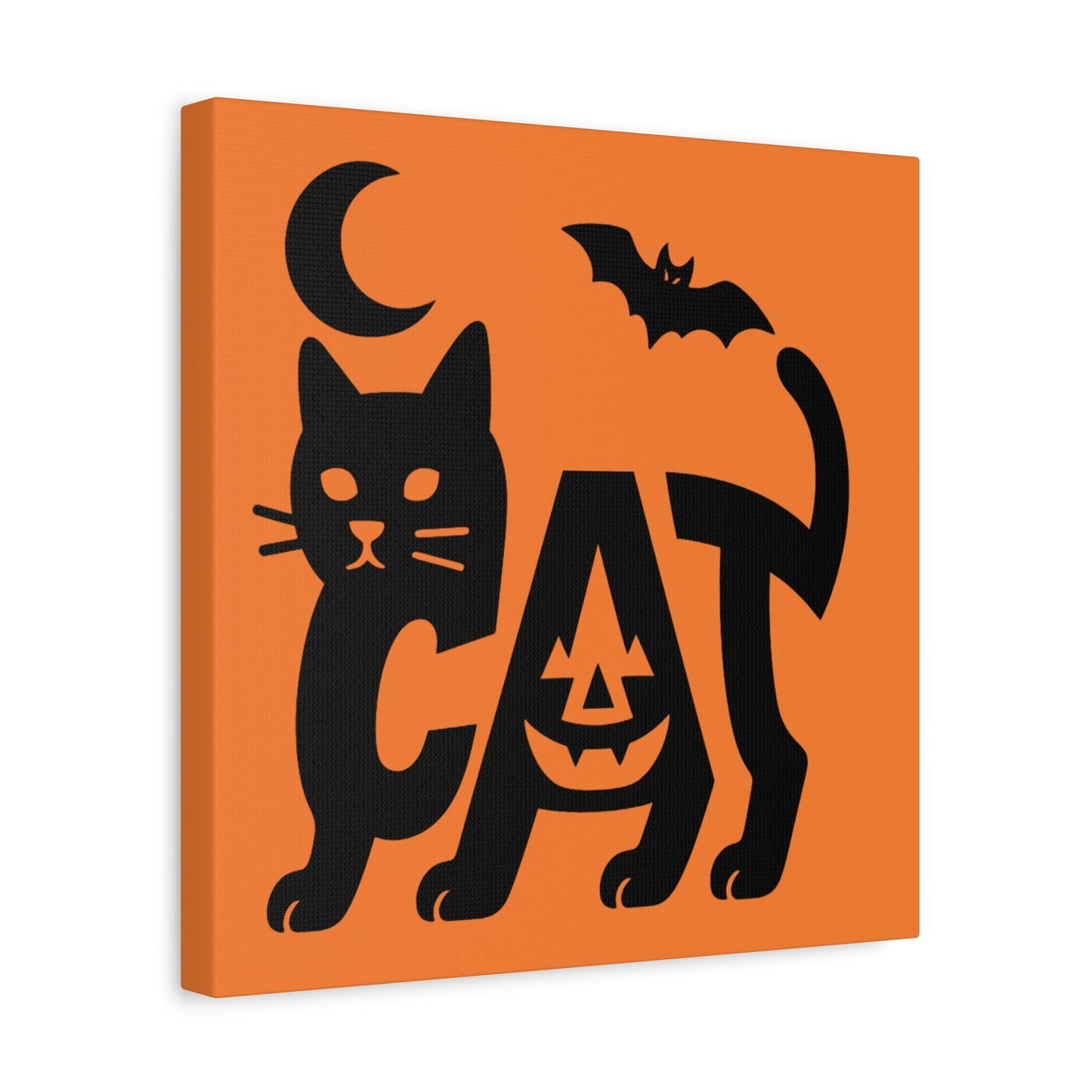 Halloween Cat Canvas Wall Art, Spooky Home Decor, Autumn Accent, Cat Lover Gift, Seasonal Wall Decor, Pumpkin Design