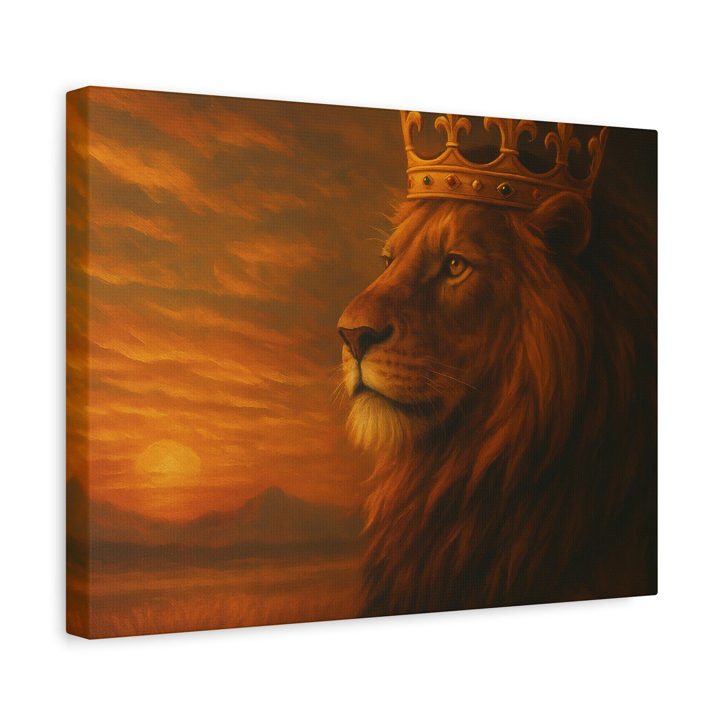 Majestic Lion Canvas Print, Animal Wall Art, Home Decor, Crowned Lion Artwork, Gift for Animal Lovers, Safari Themed Room