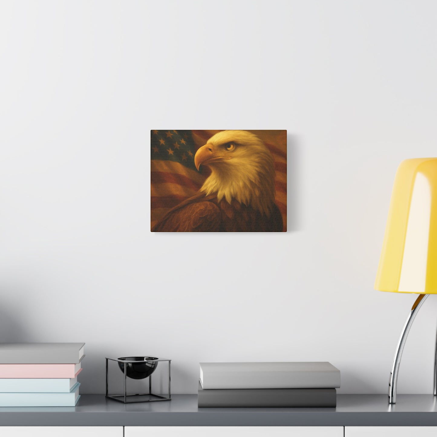 Patriotic Eagle Canvas Wall Art - American Flag Decor, Home Office, Gift for Veterans, National Holidays, Wall Decor