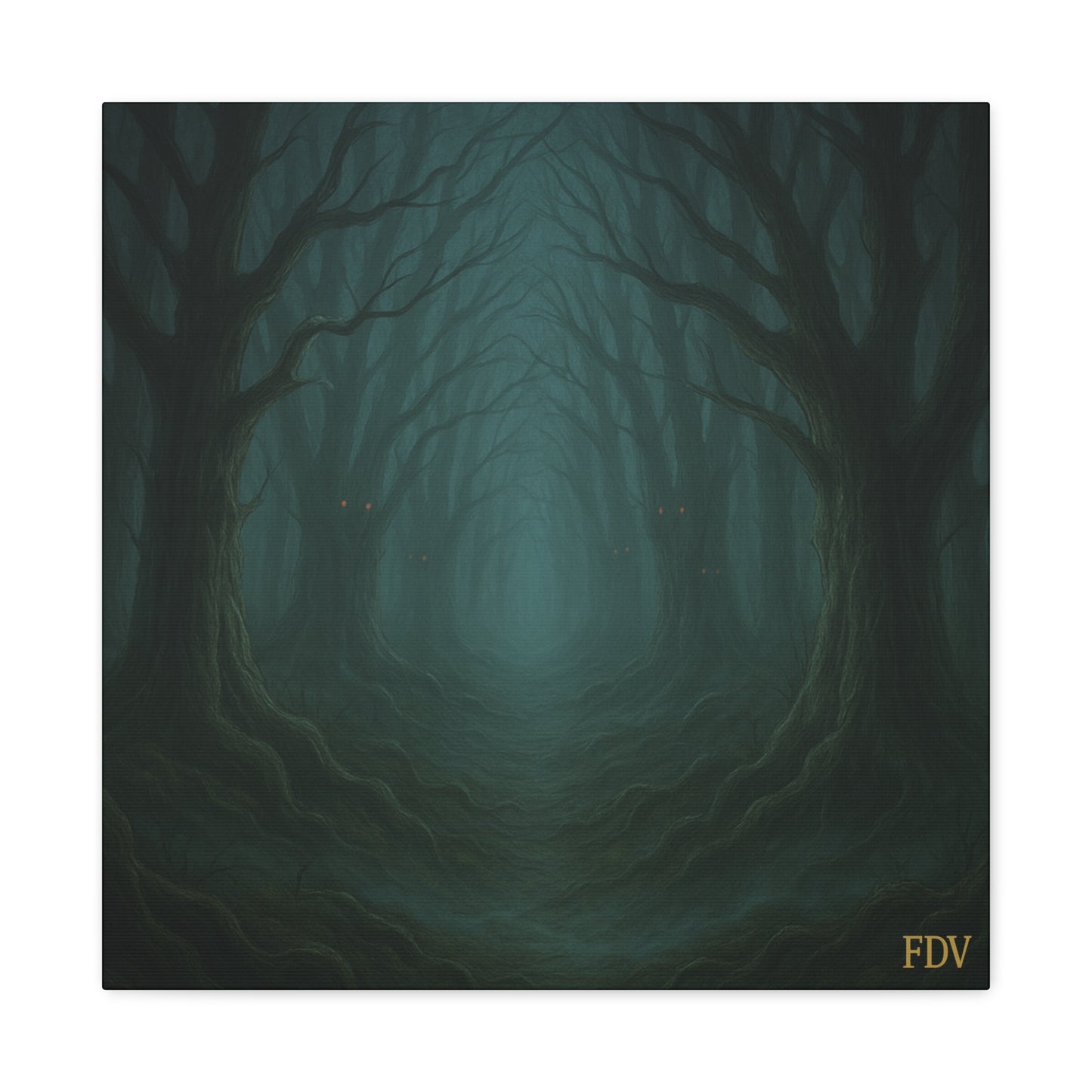 Eerie Forest Canvas Art, Spooky Home Decor, Dark Wall Hanging, Halloween Wall Art, Unique Gift for Nature Lovers, Gothic Decor