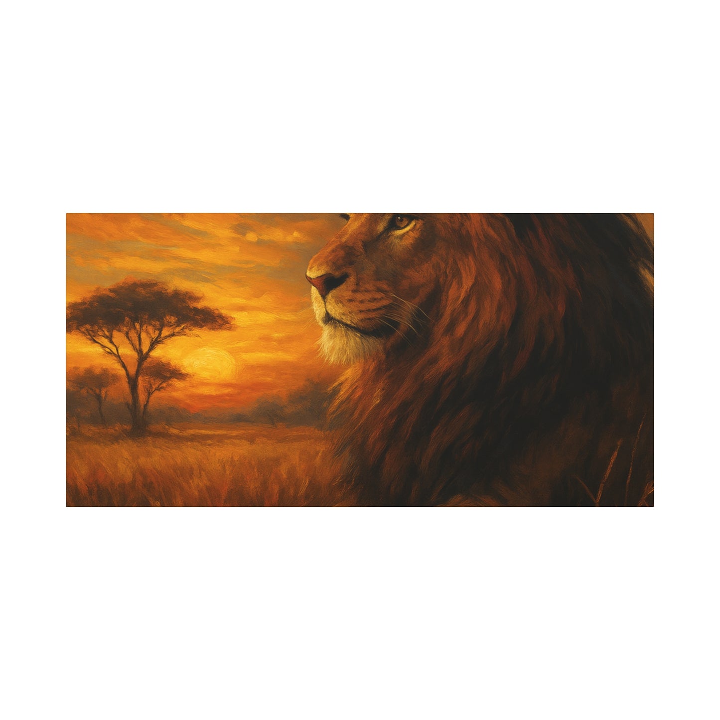 King of the Savanna - Lion Sunset Canvas