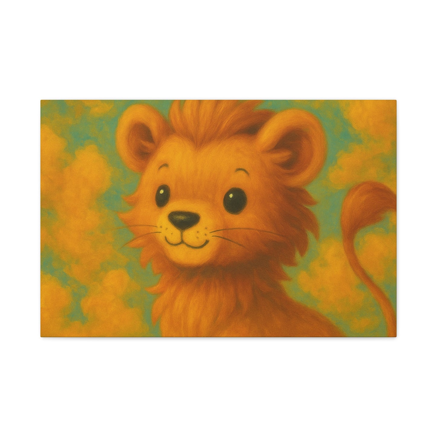 Whimsical Lion Canvas Wall Art, Nursery Decor, Kids Room Decoration, Cute Animal Print, Baby Shower Gift, Playroom Art