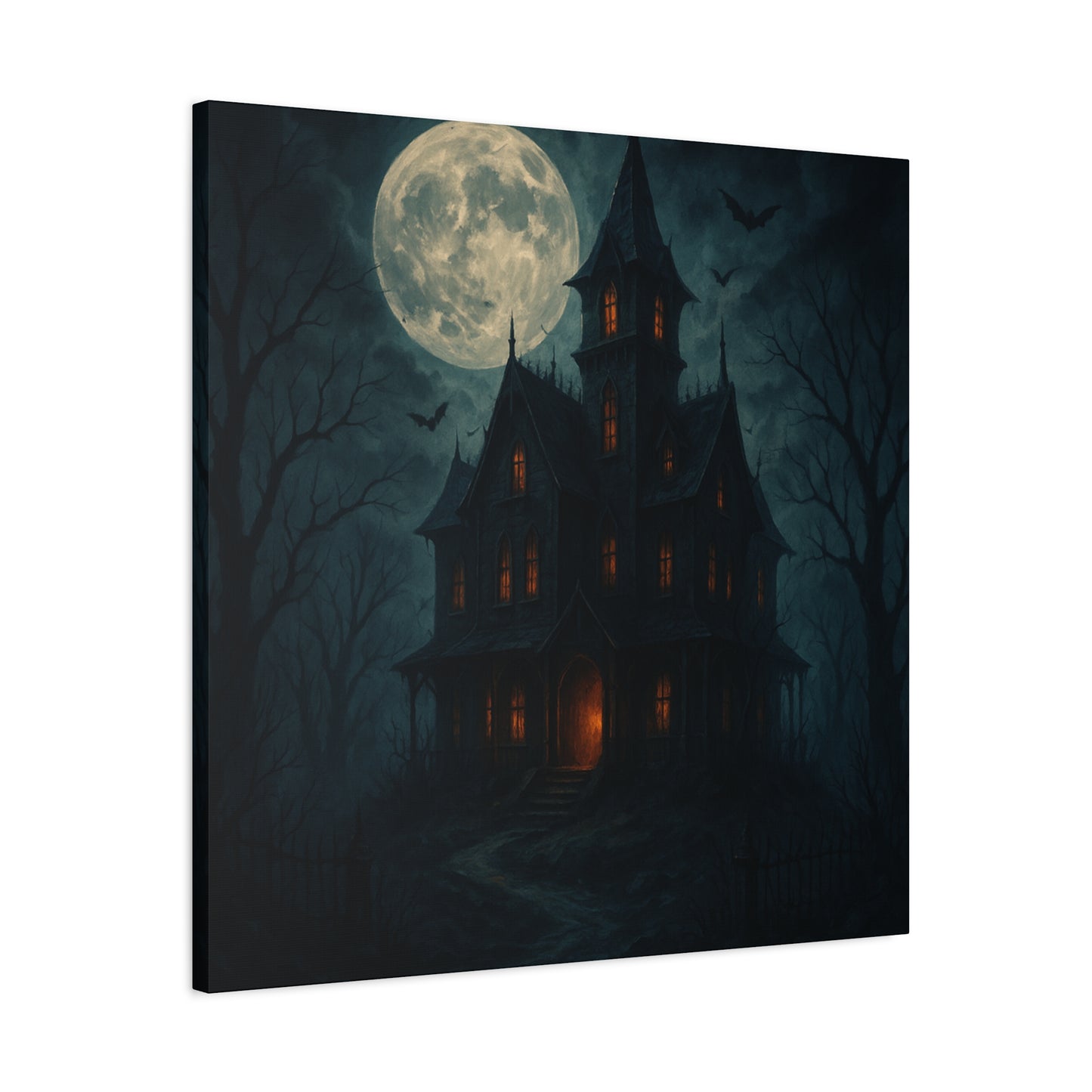 Haunted House Canvas Art Print, Gothic Wall Decor, Spooky Home Decor, Halloween Artwork, Horror Theme Decoration