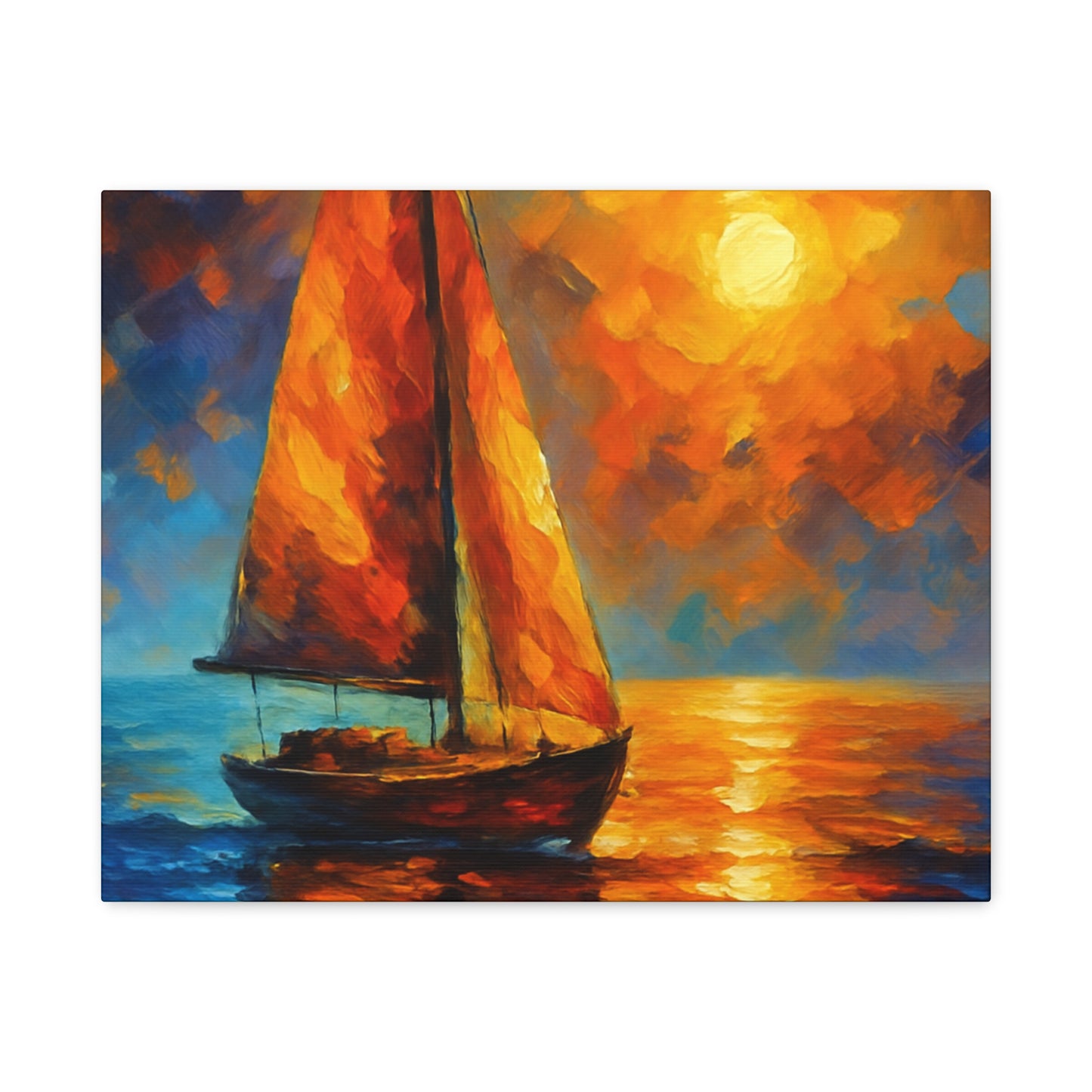 Canvas Art Print, Nautical Wall Decor, Sailboat Painting, Ocean Sunset, Home Decoration, Coastal Art