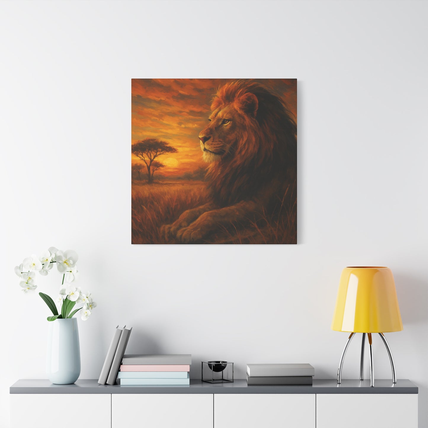 King of the Savanna - Lion Sunset Canvas