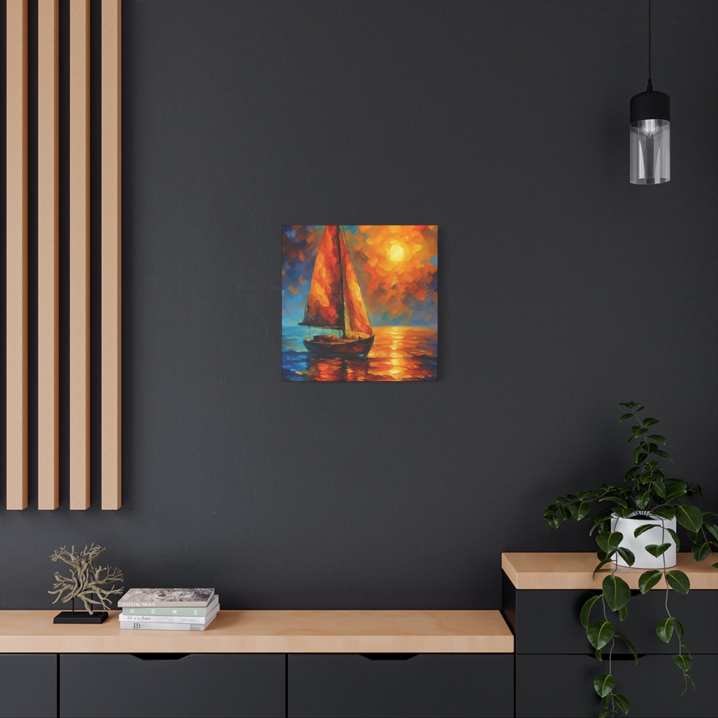 Canvas Art Print, Nautical Wall Decor, Sailboat Painting, Ocean Sunset, Home Decoration, Coastal Art