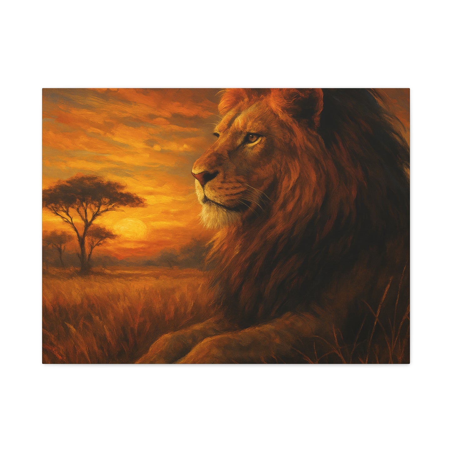 King of the Savanna - Lion Sunset Canvas