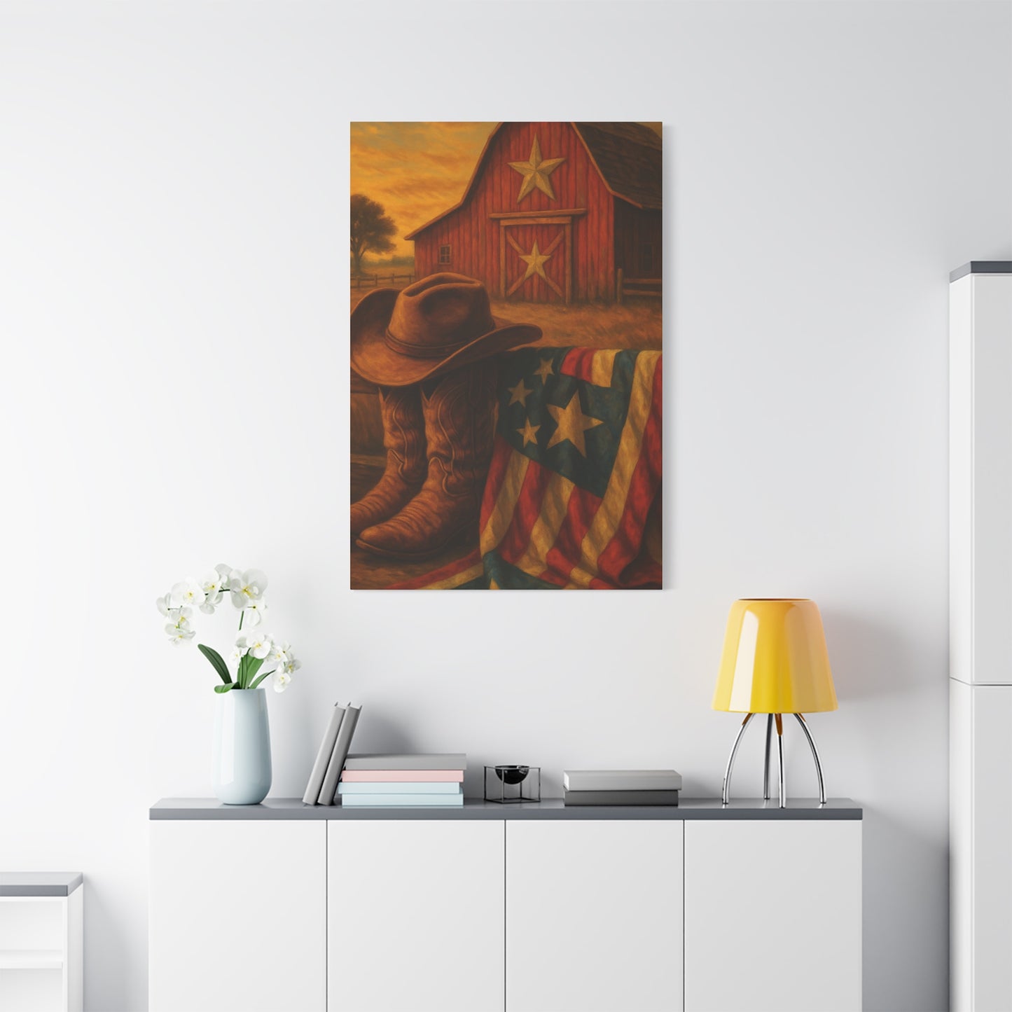 Rustic Canvas Art Print, Western Decor, Cowboy Hat and Boots, Americana Wall Art, Perfect Gift for Country Lovers