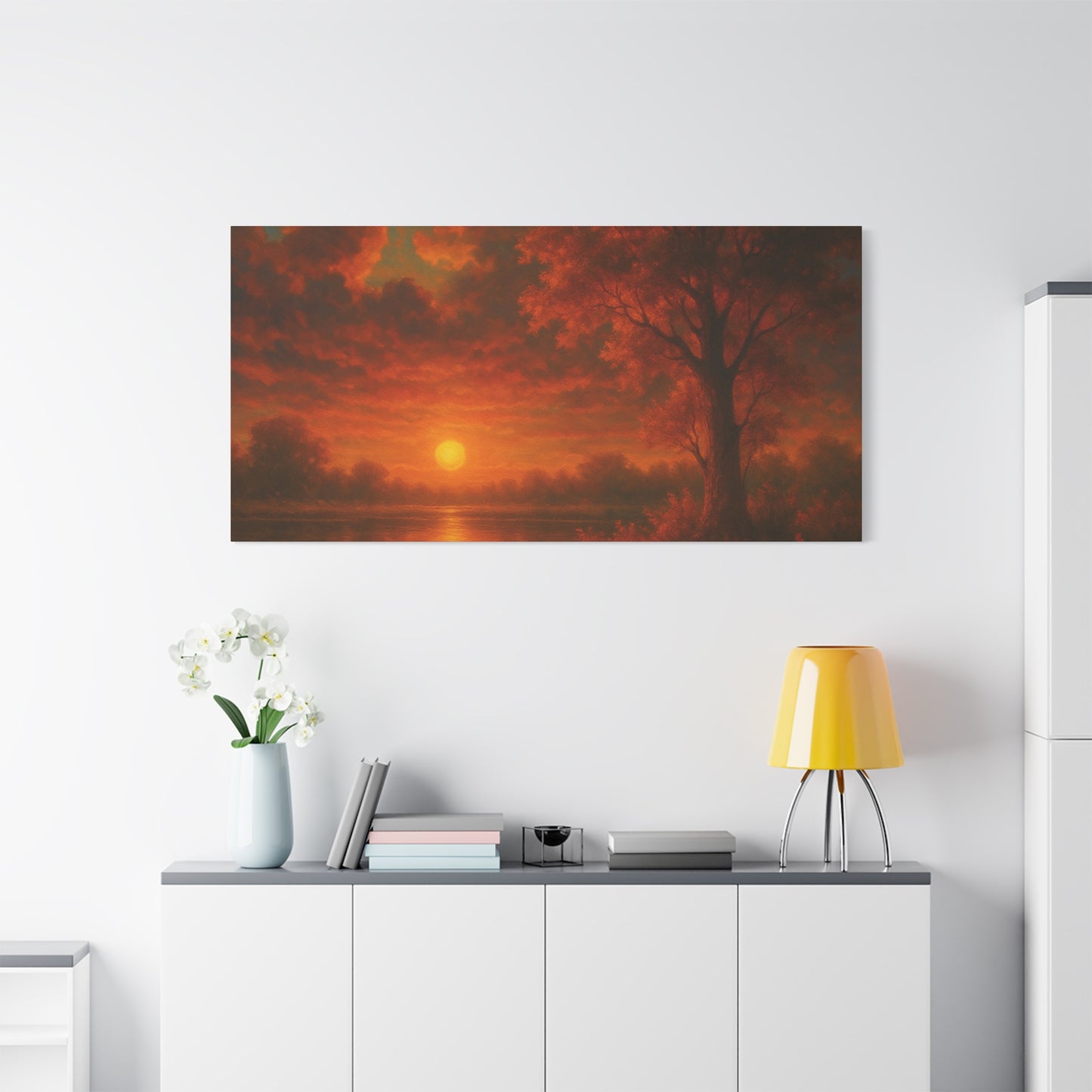 Serene Sunset Canvas Wall Art, Nature Decor, Home Aesthetic, Gift for Art Lovers, Inspiring Wall Hanging, Living Room Decoration