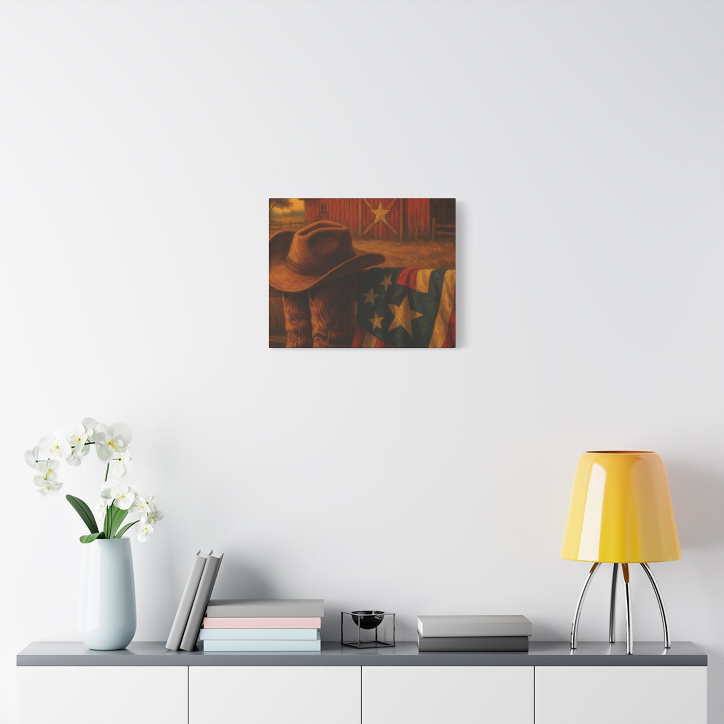 Rustic Canvas Art Print, Western Decor, Cowboy Hat and Boots, Americana Wall Art, Perfect Gift for Country Lovers