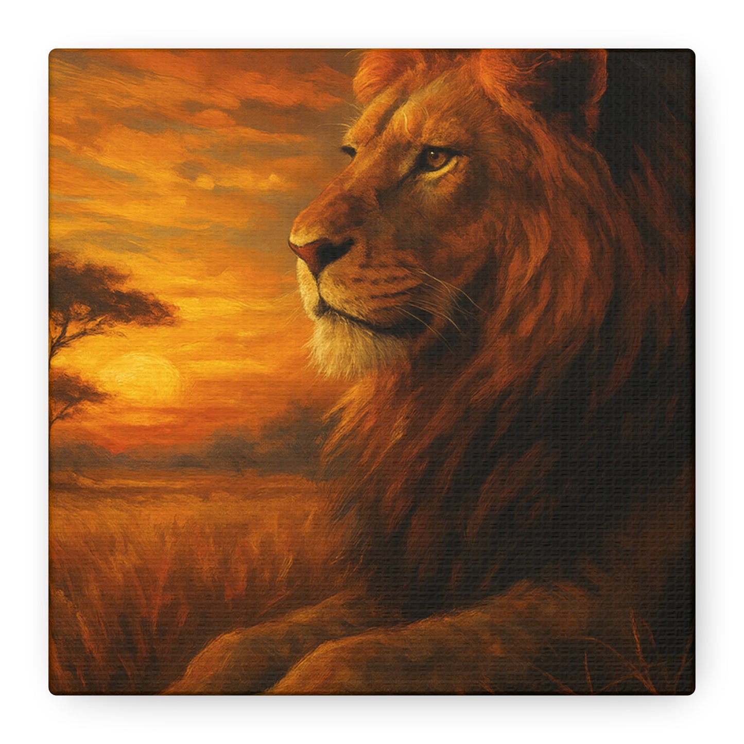King of the Savanna - Lion Sunset Canvas
