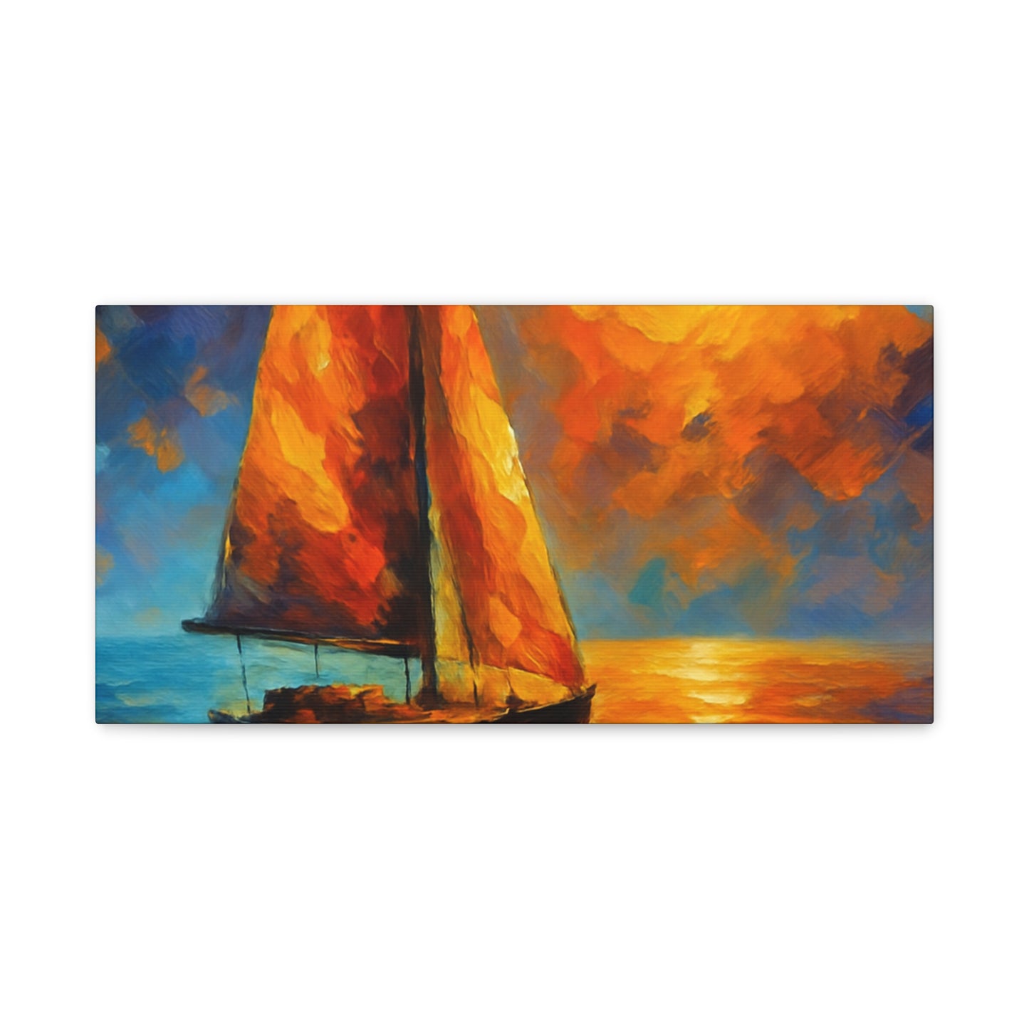 Canvas Art Print, Nautical Wall Decor, Sailboat Painting, Ocean Sunset, Home Decoration, Coastal Art