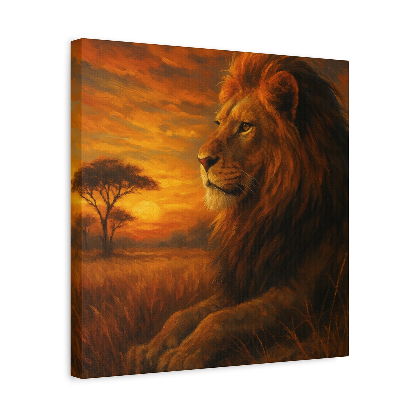 King of the Savanna - Lion Sunset Canvas